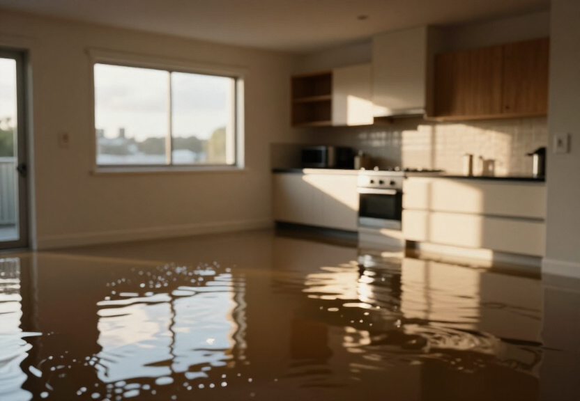 Flooded office in Woodpark before drying